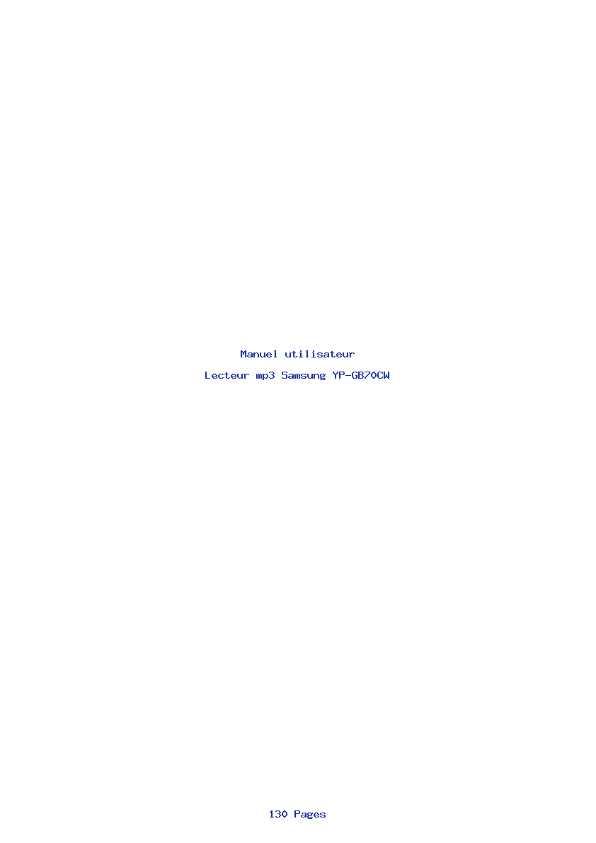 Page 1 de la notice Manuel utilisateur Samsung YP-GB70CW