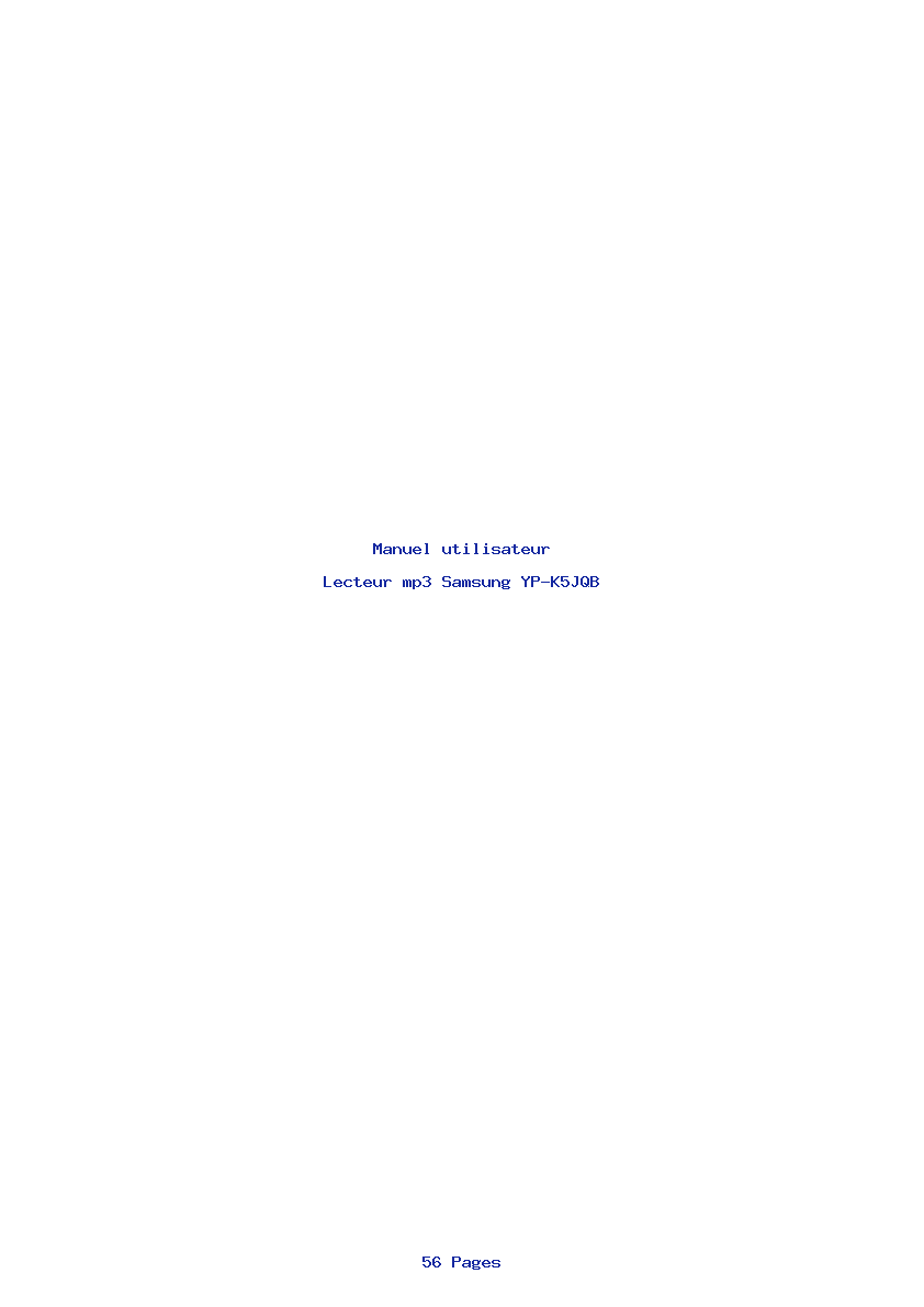 Page 1 de la notice Manuel utilisateur Samsung YP-K5JQB