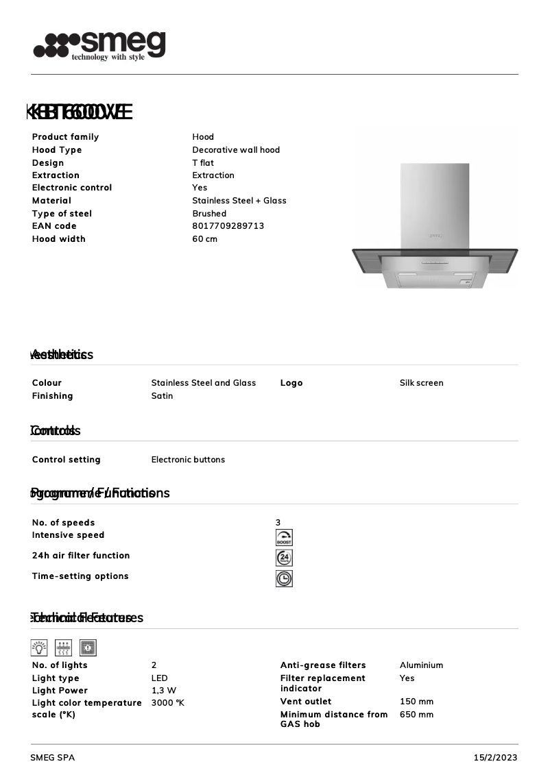 Page 1 de la notice Brochure Smeg KBT600ve