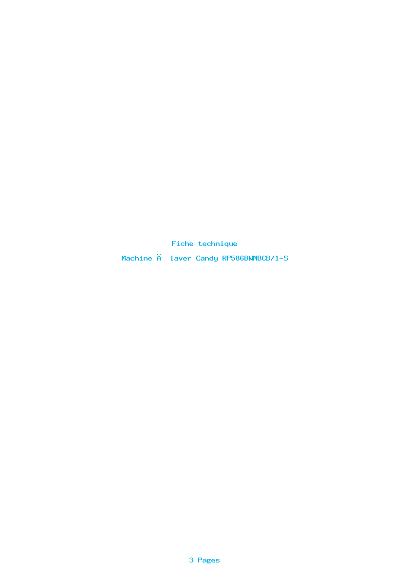 Page 1 de la notice Fiche technique Candy RP586BWMBCB/1-S
