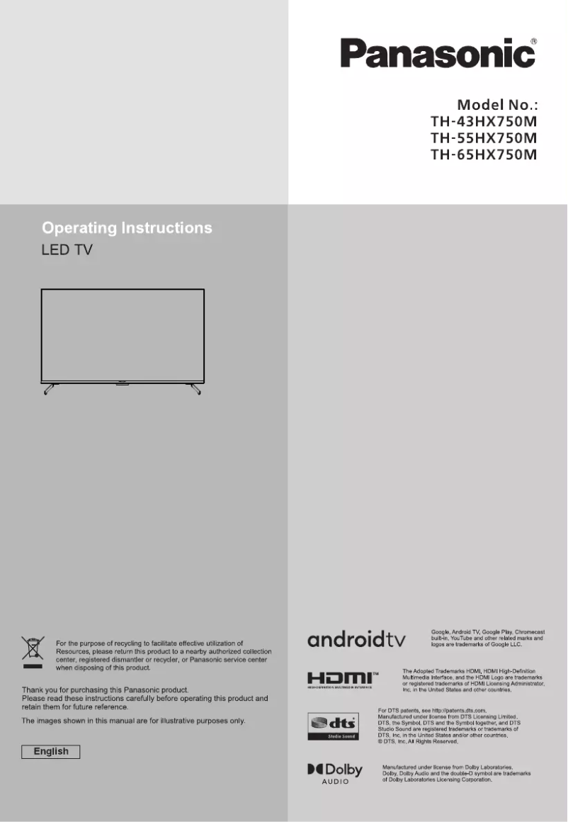 Page 1 of the manual User Manual Panasonic TH-55HX750M