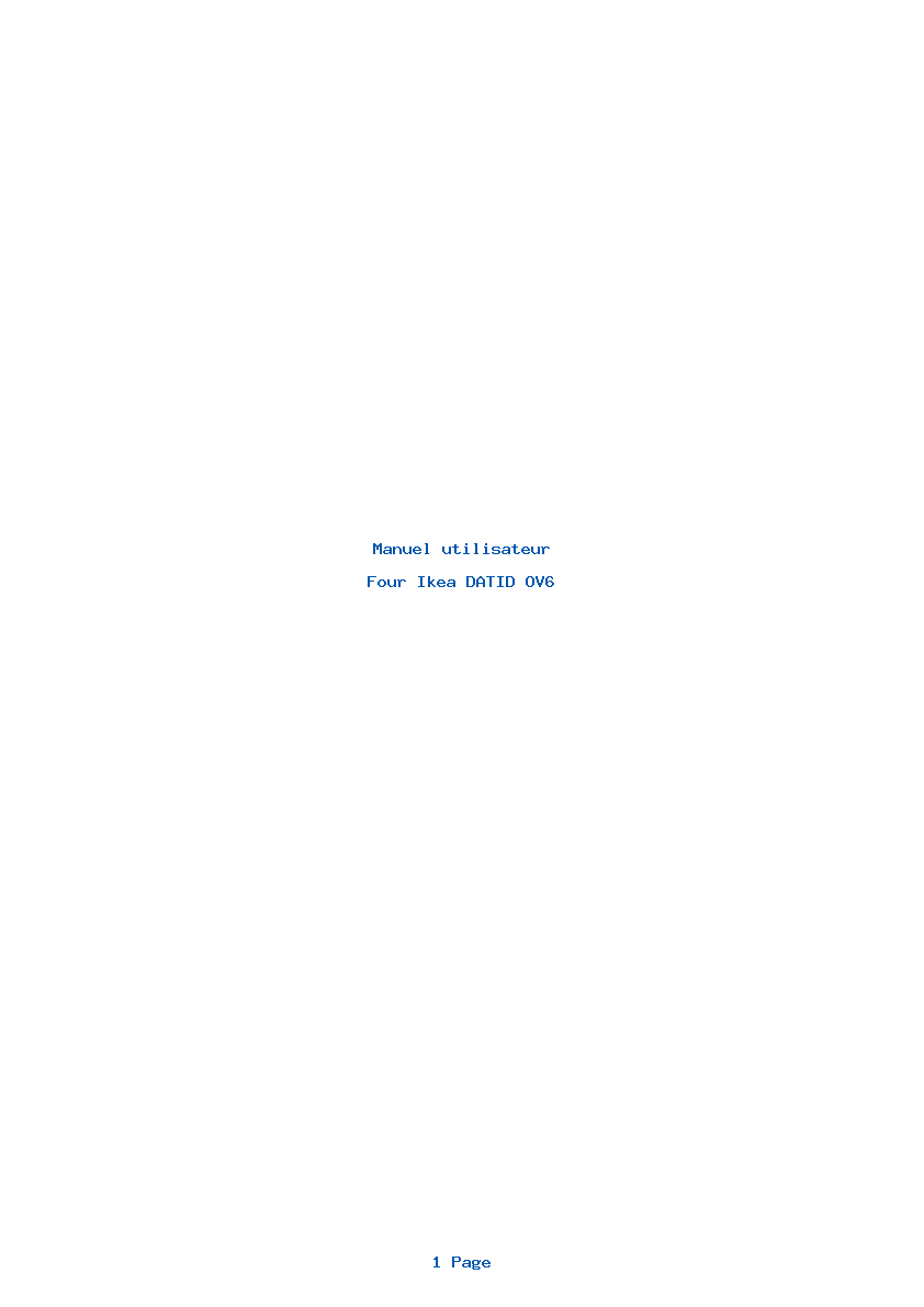 Page 1 de la notice Manuel utilisateur Ikea DATID OV6