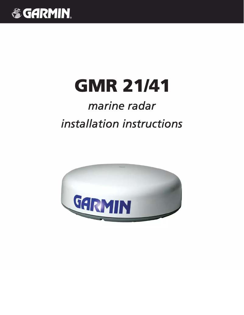 Page 1 of the manual Installation Guide Garmin GMR 21