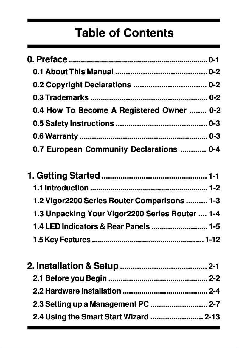 Page 1 de la notice Manuel utilisateur Draytek Vigor 2200