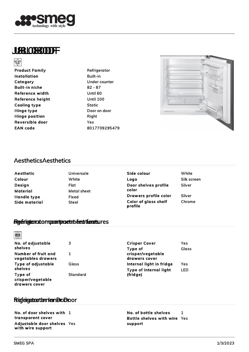 Page 1 de la notice Brochure Smeg U8L080DF