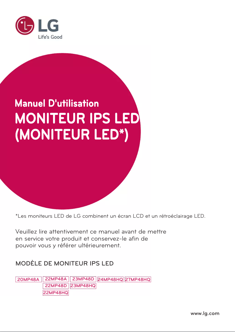 Page 1 de la notice Manuel utilisateur LG 22MP48D-P