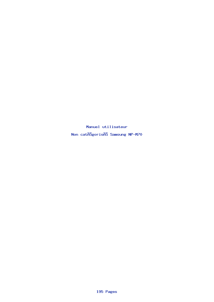 Page 1 de la notice Manuel utilisateur Samsung NP-M70
