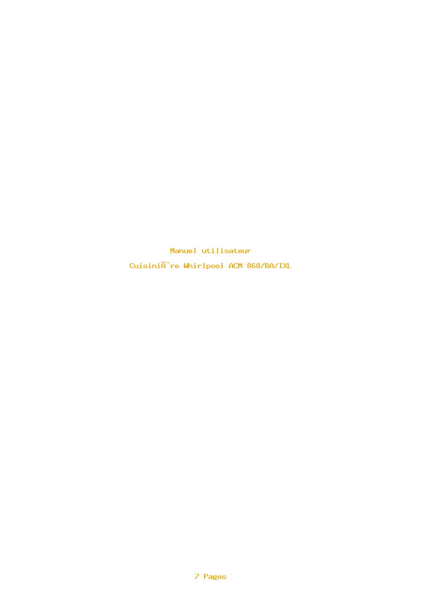 Page 1 de la notice Manuel utilisateur Whirlpool ACM 868/BA/IXL