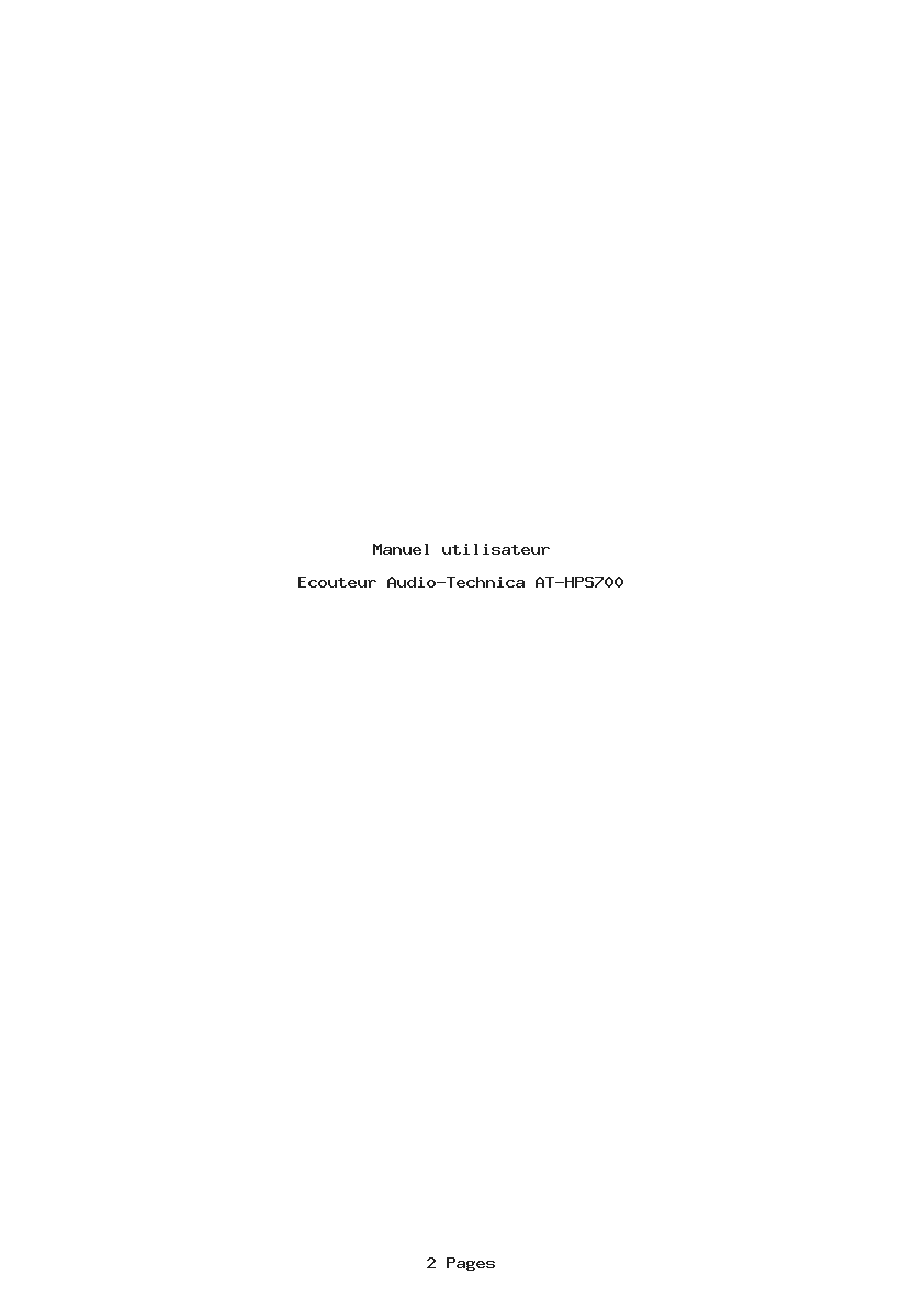 Page 1 de la notice Manuel utilisateur Audio-Technica AT-HPS700