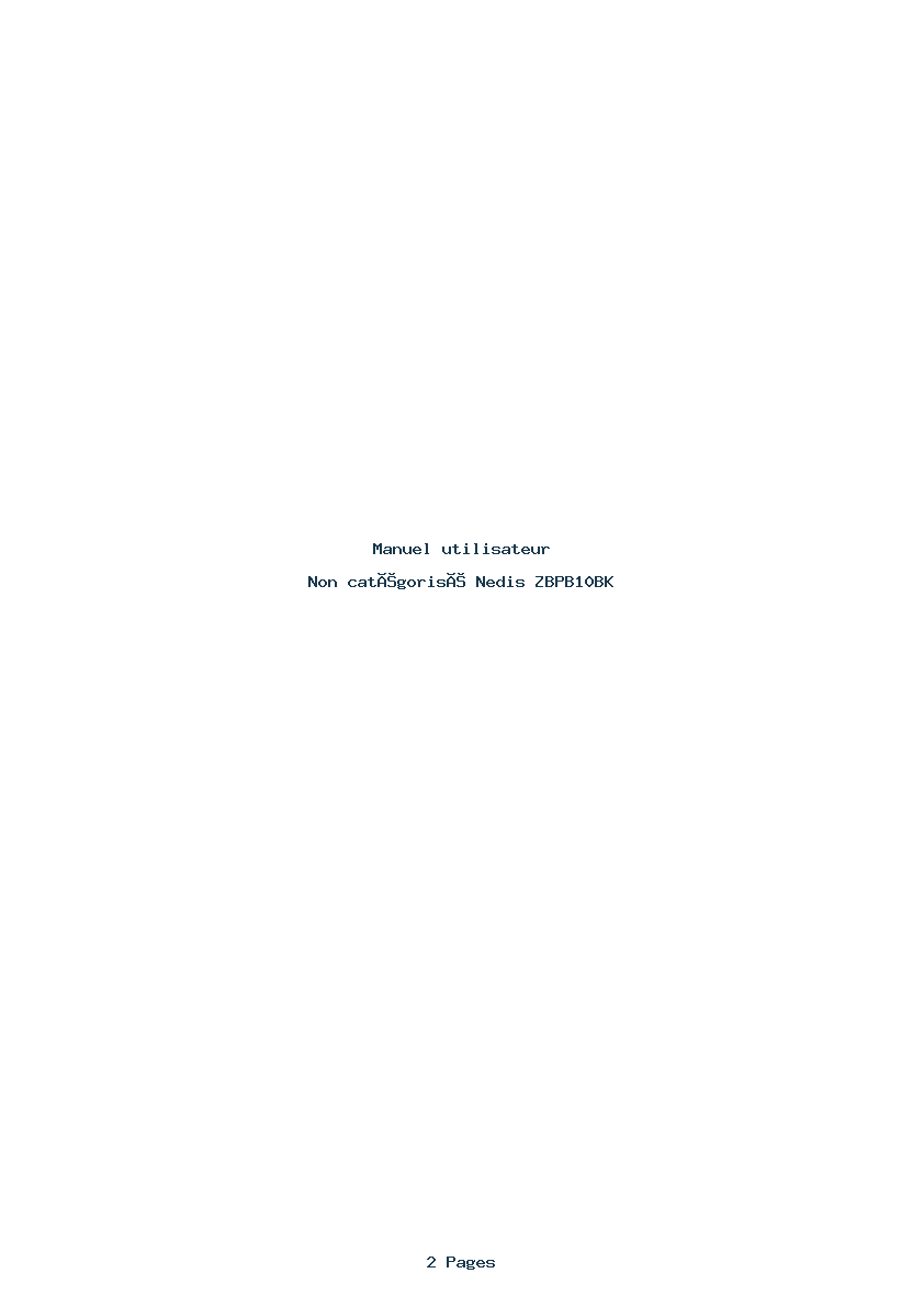 Page 1 de la notice Manuel utilisateur Nedis ZBPB10BK