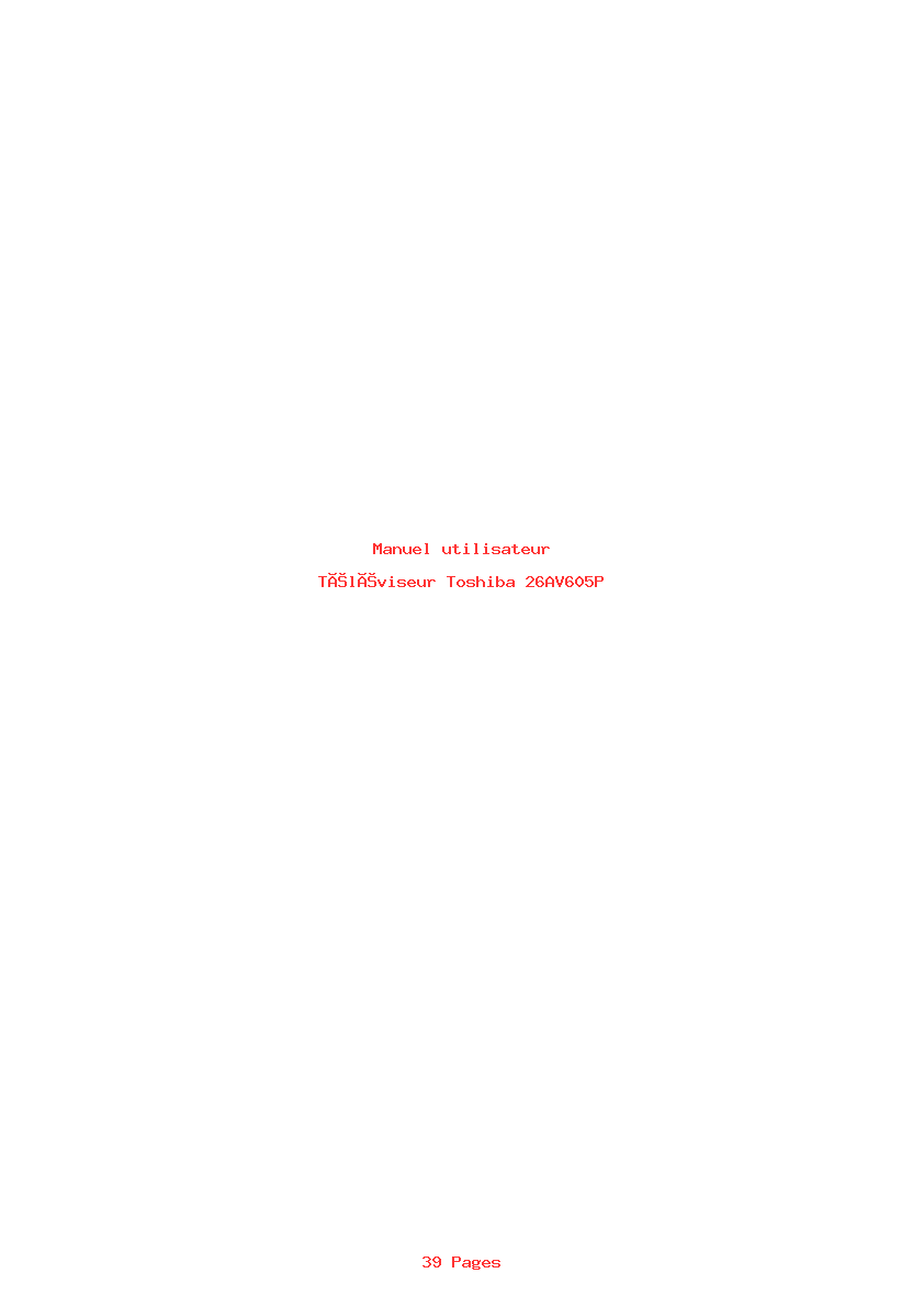Page 1 de la notice Manuel utilisateur Toshiba 26AV605P