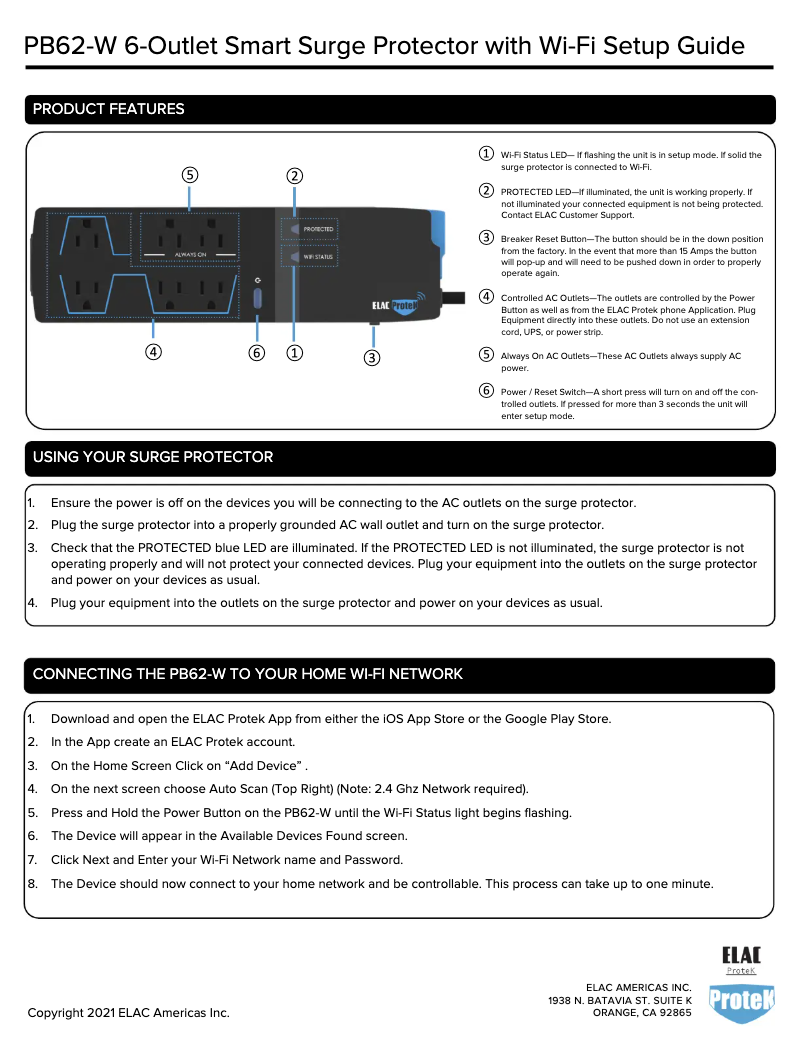 Página 1 del manual Manual de usuario ELAC Protek PB-62W