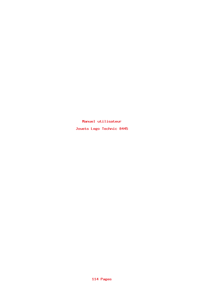 Page 1 de la notice Manuel utilisateur Lego Technic 8445