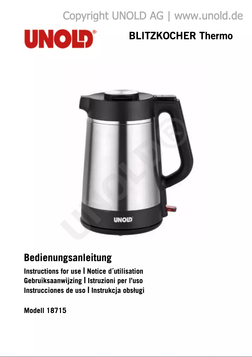 Page 1 de la notice Manuel utilisateur Unold 18715