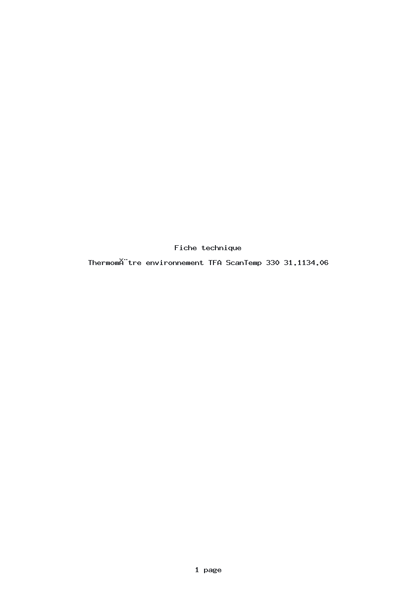 Page 1 de la notice Fiche technique TFA ScanTemp 330 31.1134.06