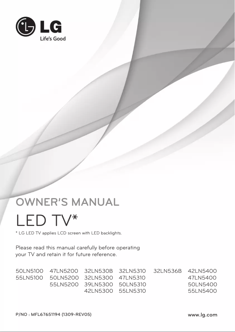 Page 1 de la notice Manuel utilisateur LG 47LN5310