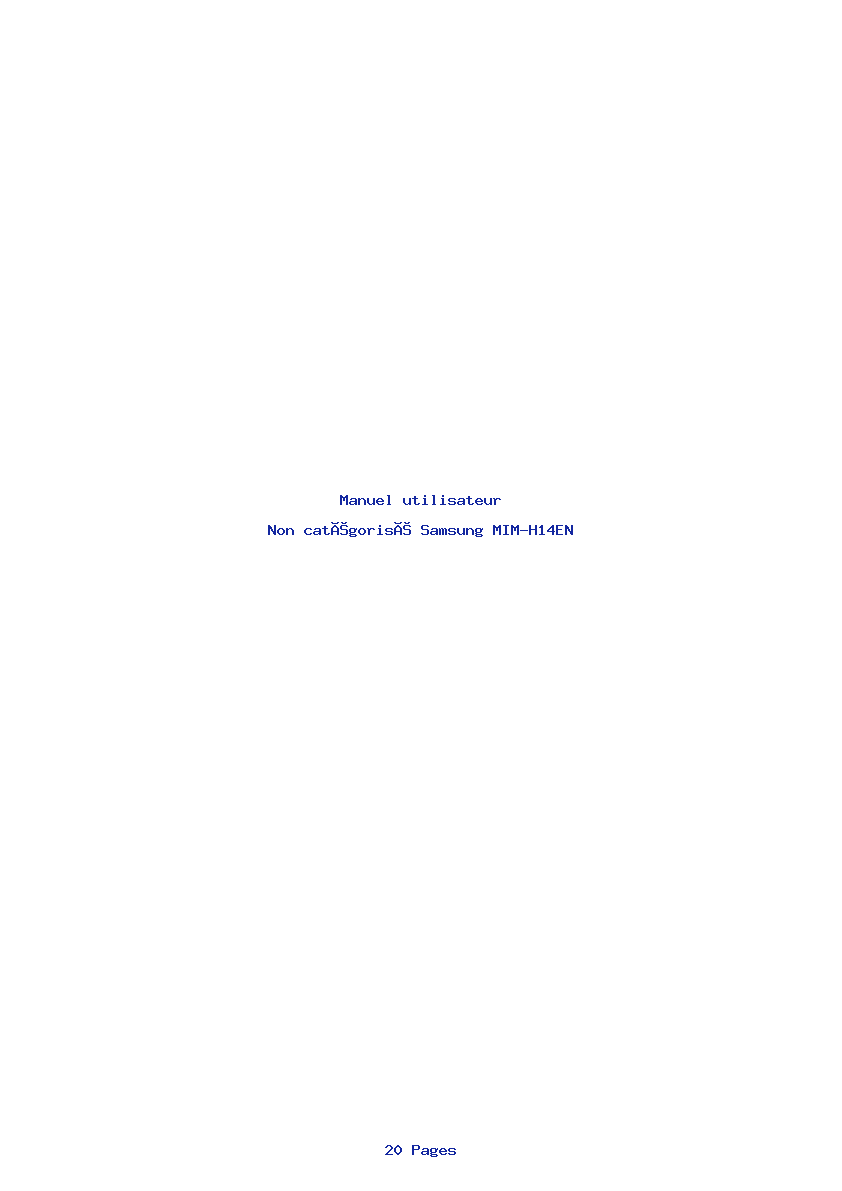 Page 1 de la notice Manuel utilisateur Samsung MIM-H14EN