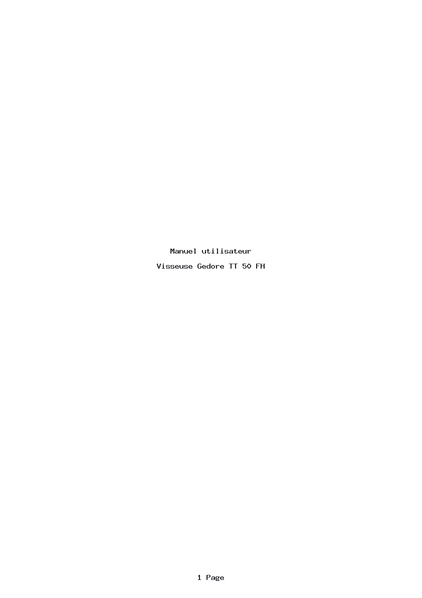 Page 1 de la notice Manuel utilisateur Gedore TT 50 FH
