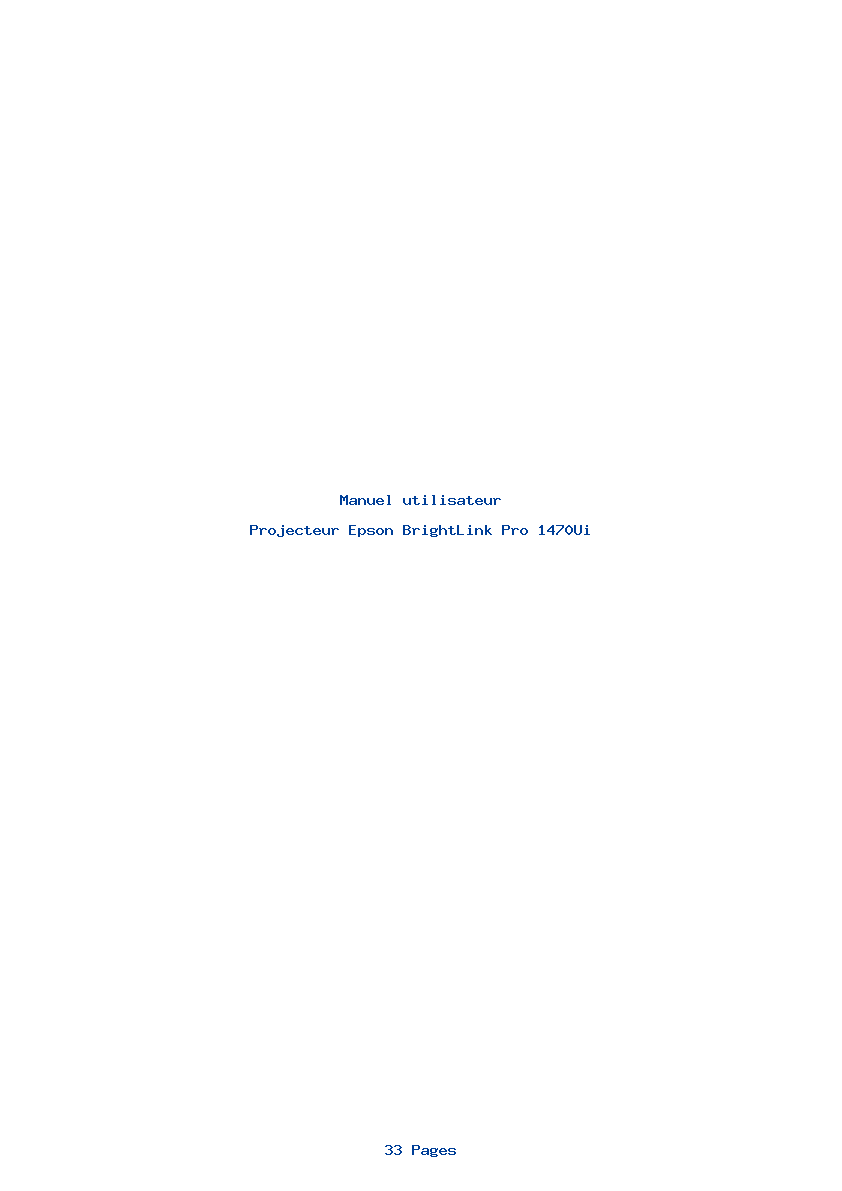 Page 1 de la notice Manuel utilisateur Epson BrightLink Pro 1470Ui