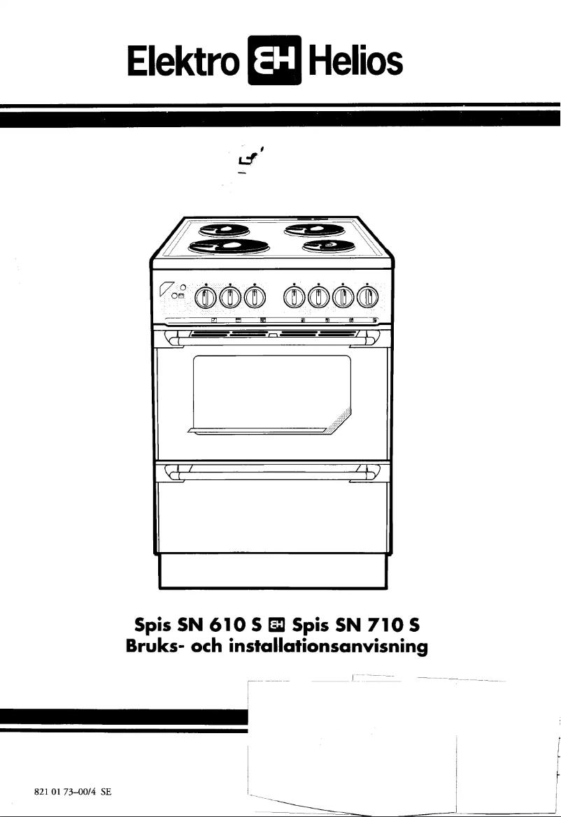 Page 1 de la notice Manuel utilisateur Elektro Helios SN710S