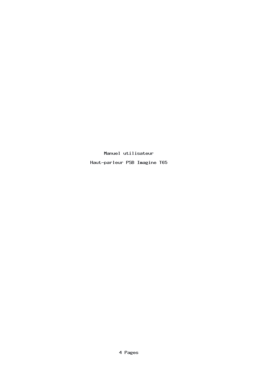Page 1 de la notice Manuel utilisateur PSB Imagine T65