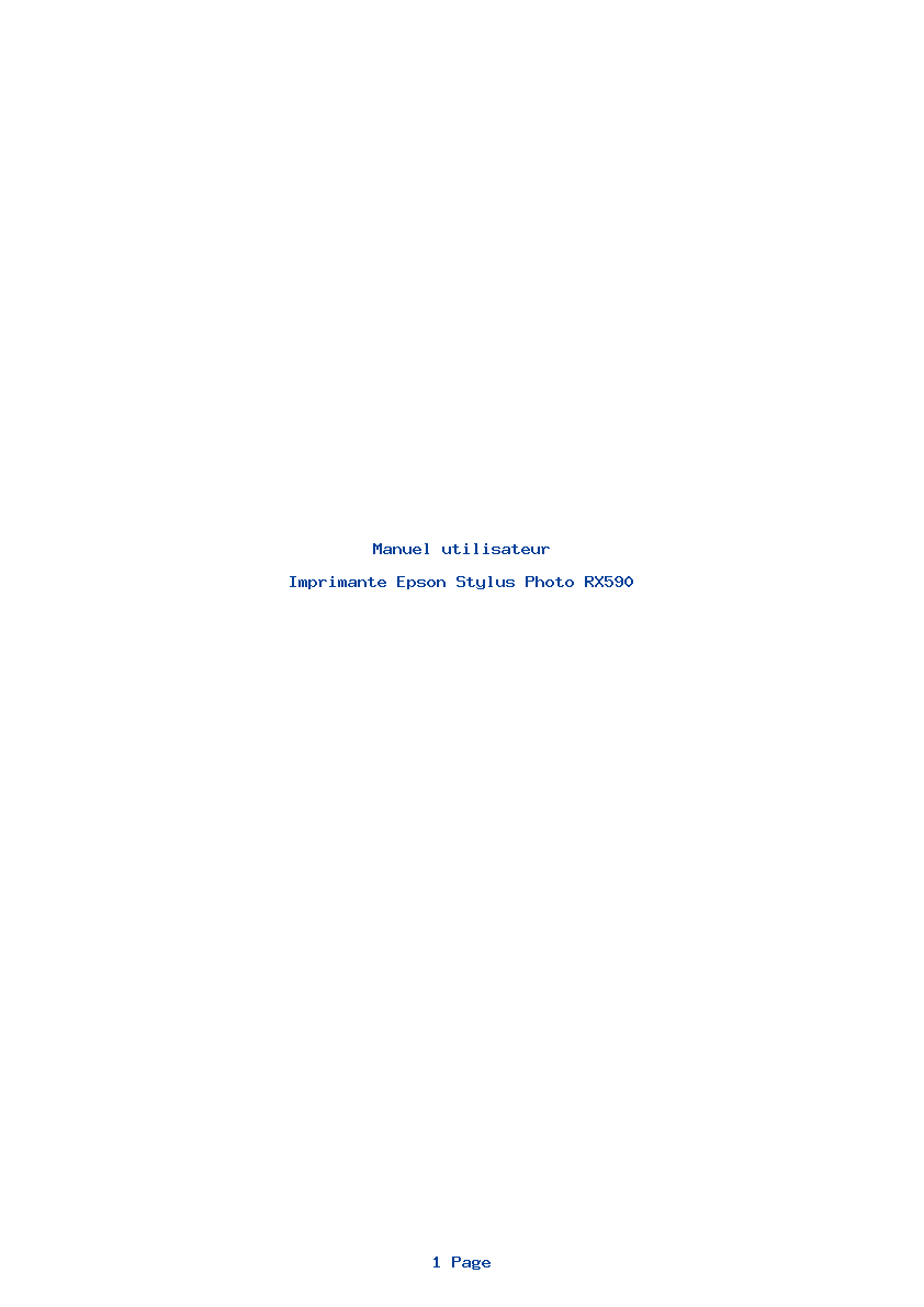 Page 1 de la notice Manuel utilisateur Epson Stylus Photo RX590