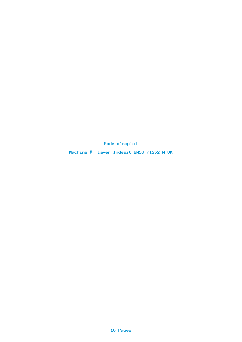 Page 1 de la notice Mode d'emploi Indesit BWSD 71252 W UK