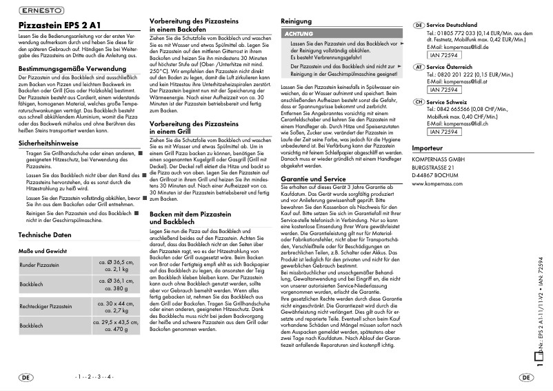 Page 1 de la notice Manuel utilisateur Ernesto EPS 2 A1