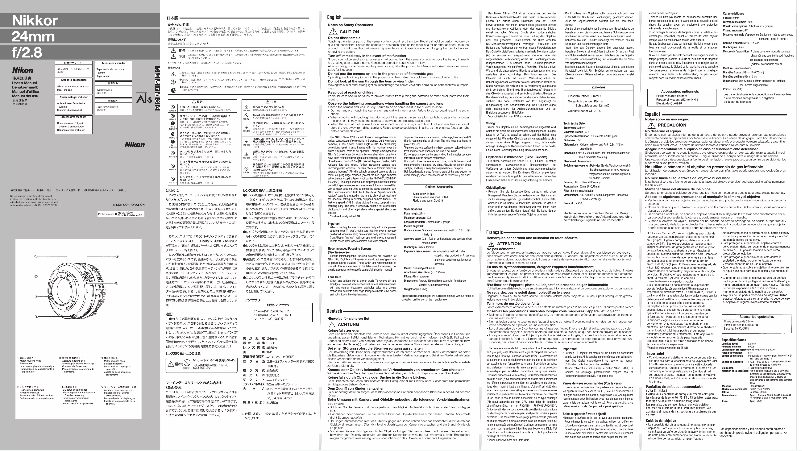 Page 1 de la notice Manuel utilisateur Nikon Nikkor 24mm f/2.8