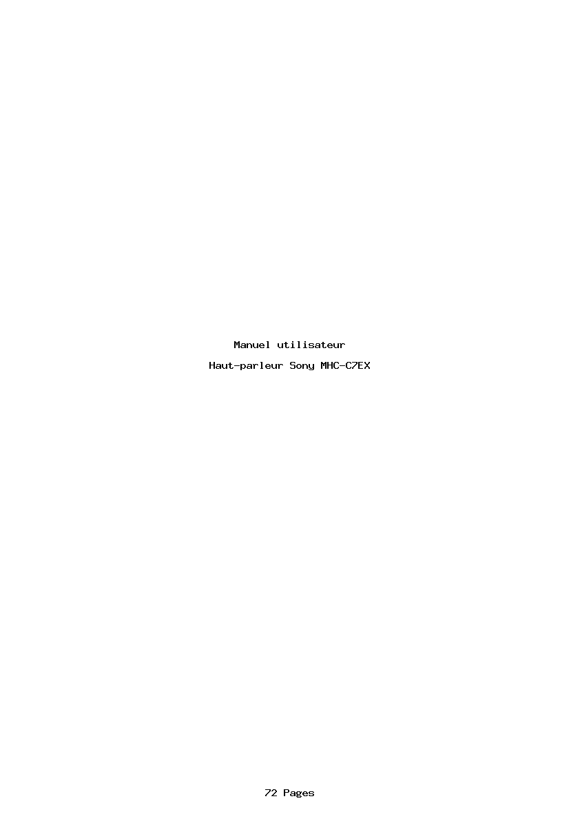 Page 1 de la notice Manuel utilisateur Sony MHC-C7EX