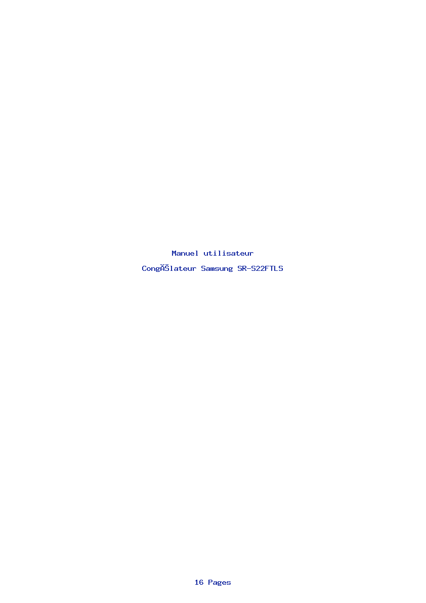 Page 1 de la notice Manuel utilisateur Samsung SR-S22FTLS