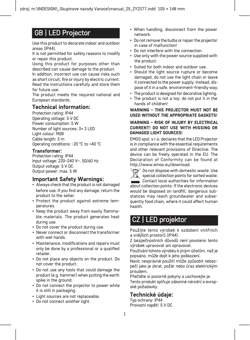 Page 1 de la notice Manuel utilisateur Emos DCPM02