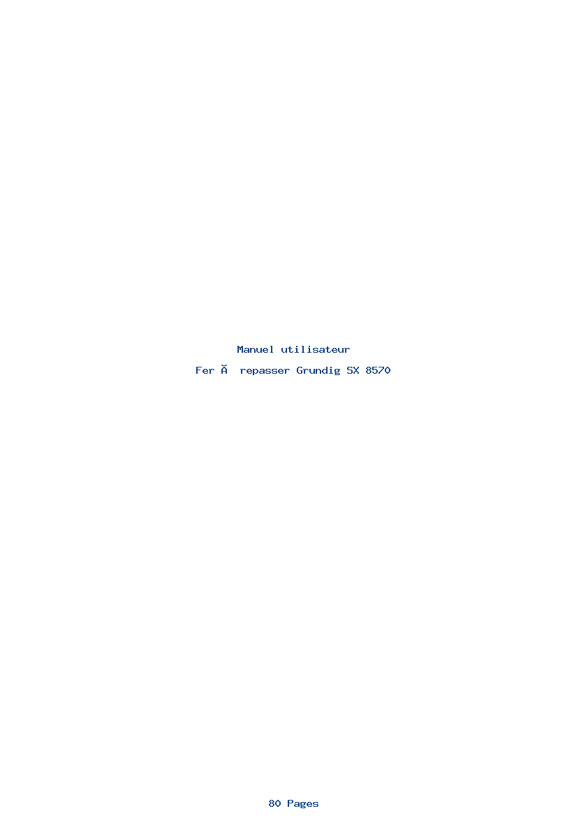 Page 1 de la notice Manuel utilisateur Grundig SX 8570