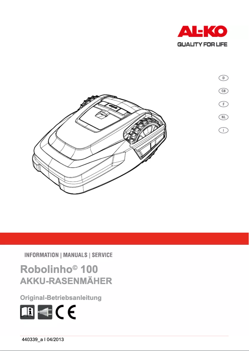 Page 1 de la notice Manuel utilisateur AL-KO Robolinho 100