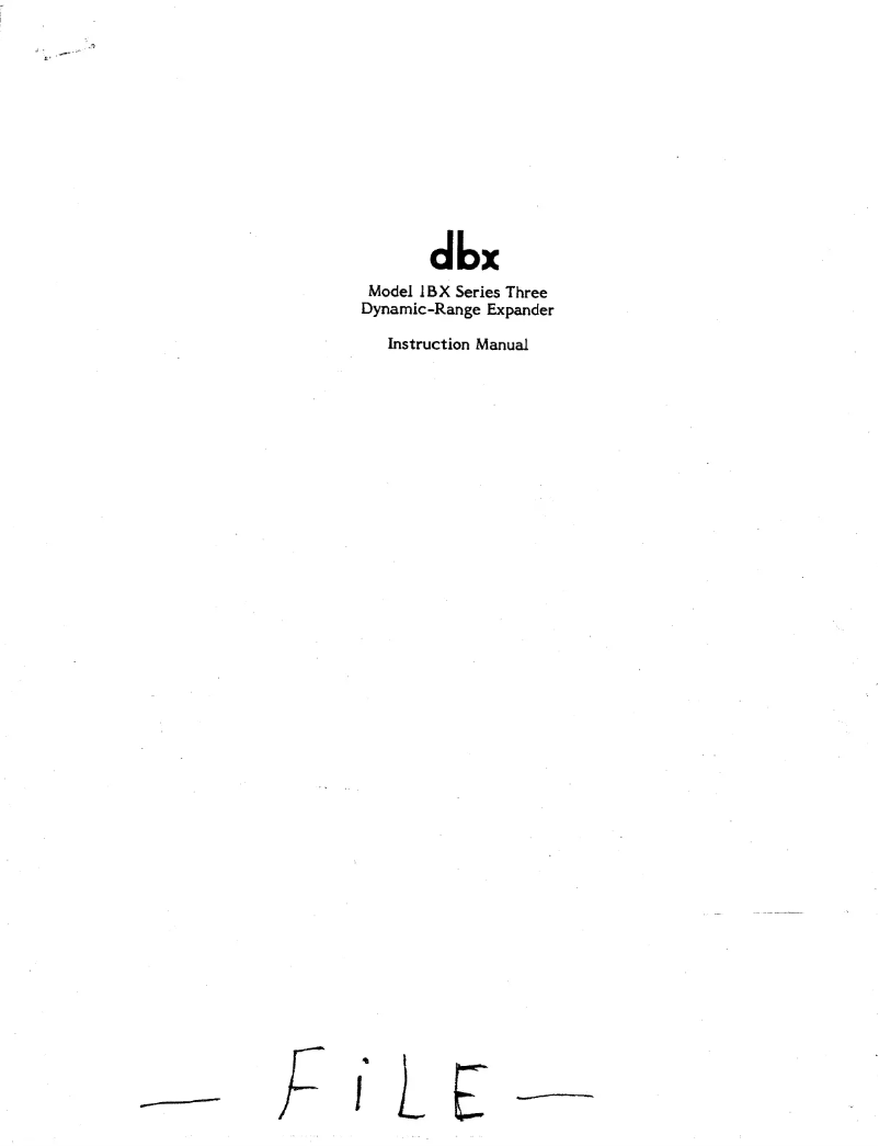 Page 1 de la notice Manuel utilisateur DBX 1bx Series III