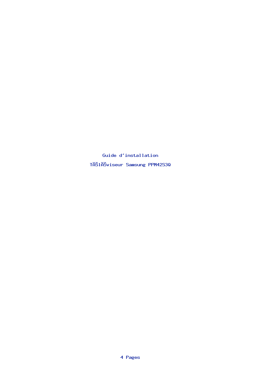 Page 1 de la notice Guide d'installation Samsung PPM42S3Q