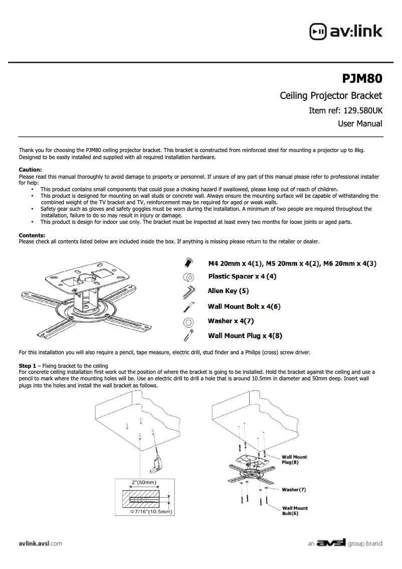 Página 1 del manual Manual de usuario AV:link PJM80