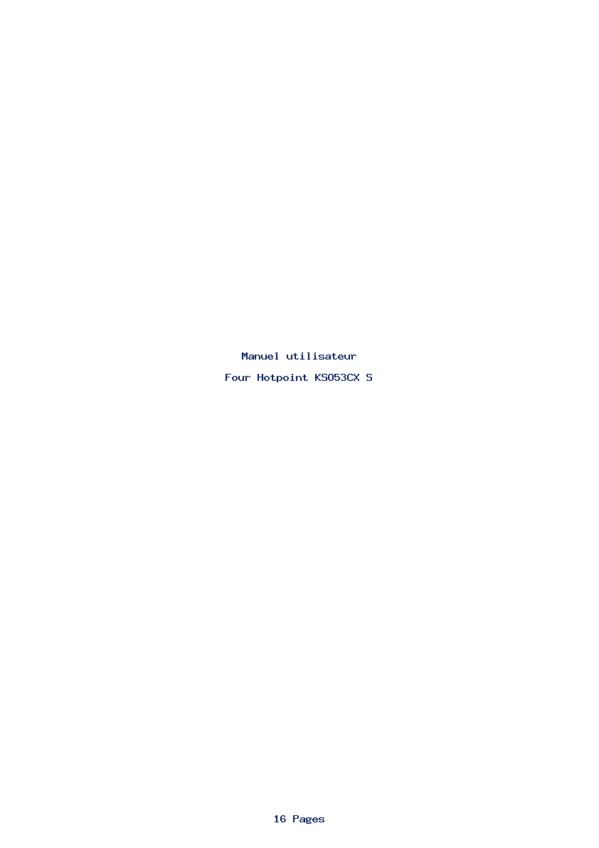 Page 1 de la notice Manuel utilisateur Hotpoint KSO53CX S