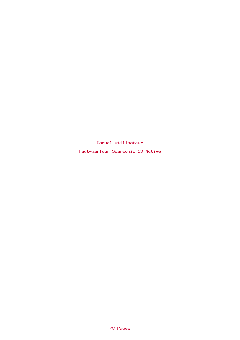 Page 1 de la notice Manuel utilisateur Scansonic S3 Active