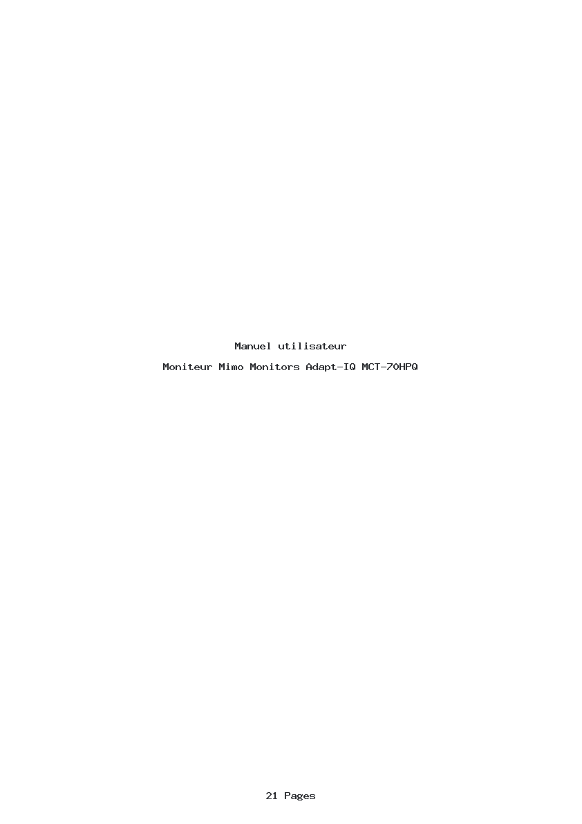 Page 1 de la notice Manuel utilisateur Mimo Monitors Adapt-IQ MCT-70HPQ