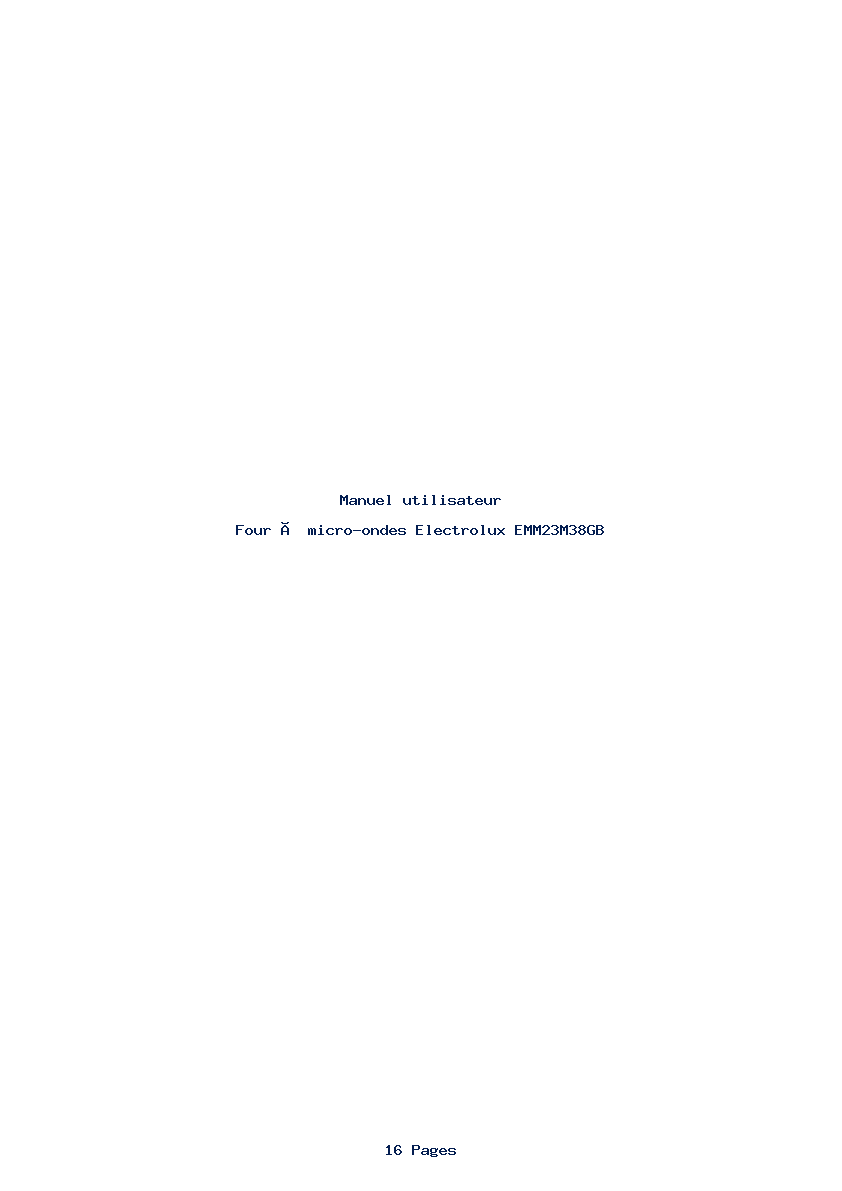 Page 1 de la notice Manuel utilisateur Electrolux EMM23M38GB