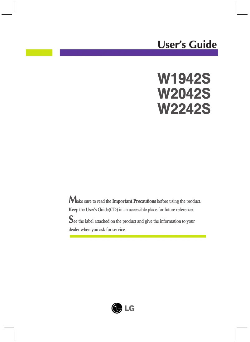 Page 1 de la notice Manuel utilisateur LG W2242S-SF
