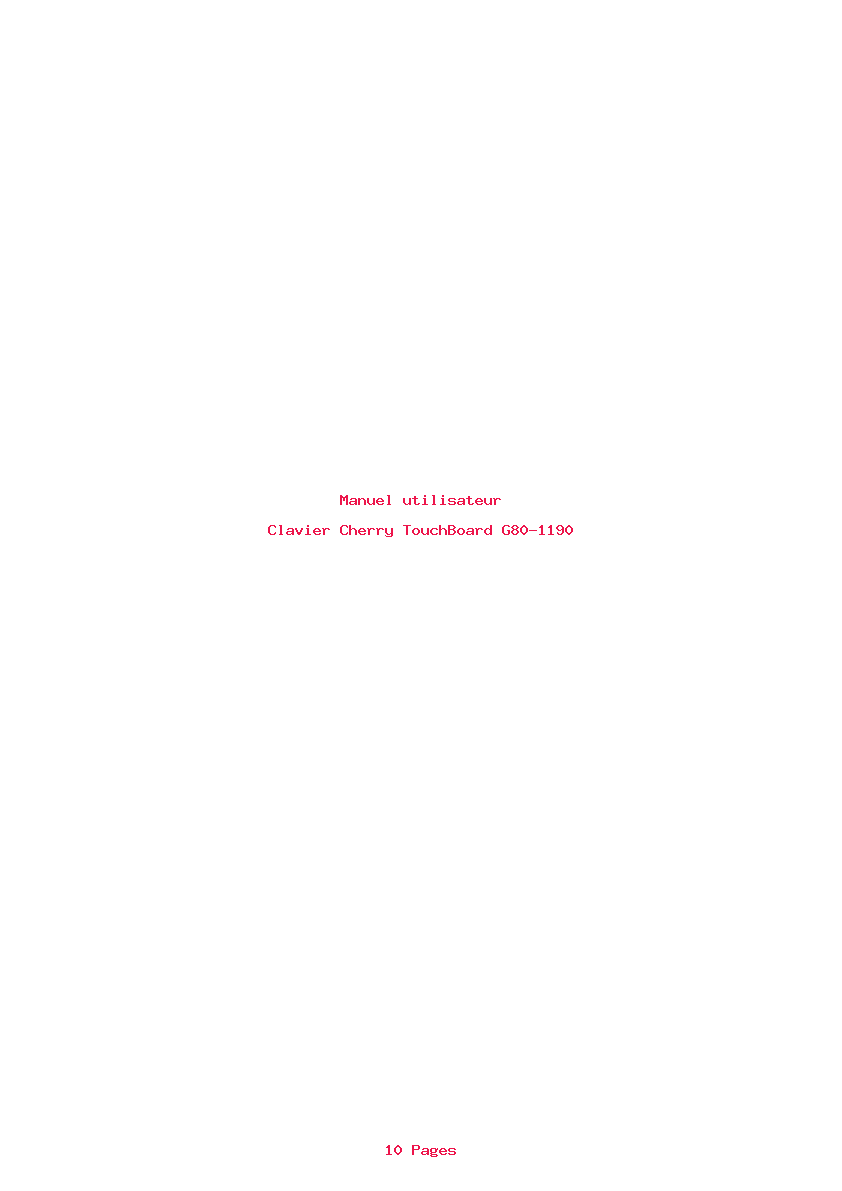 Page 1 de la notice Manuel utilisateur Cherry TouchBoard G80-1190