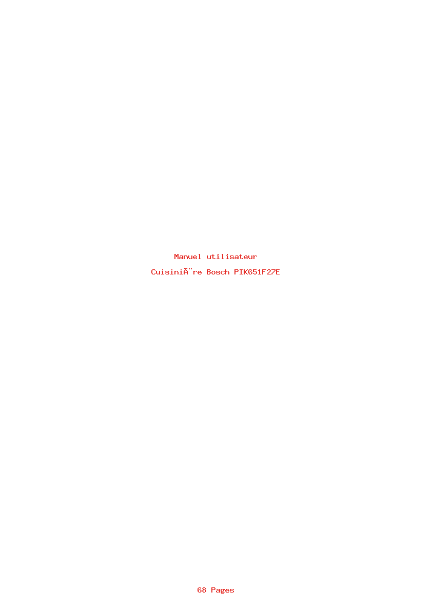 Page 1 de la notice Manuel utilisateur Bosch PIK651F27E