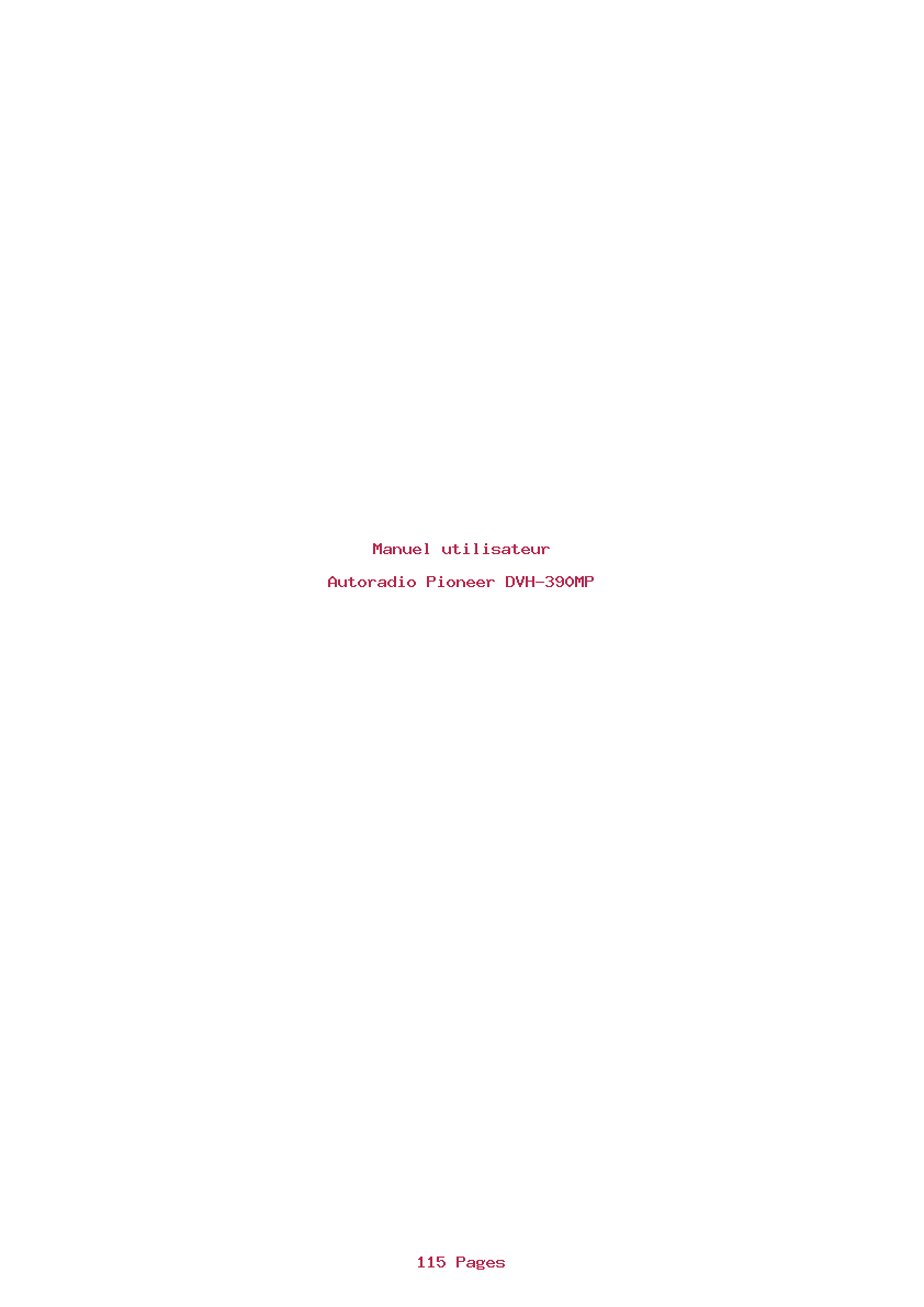 Page 1 de la notice Manuel utilisateur Pioneer DVH-390MP