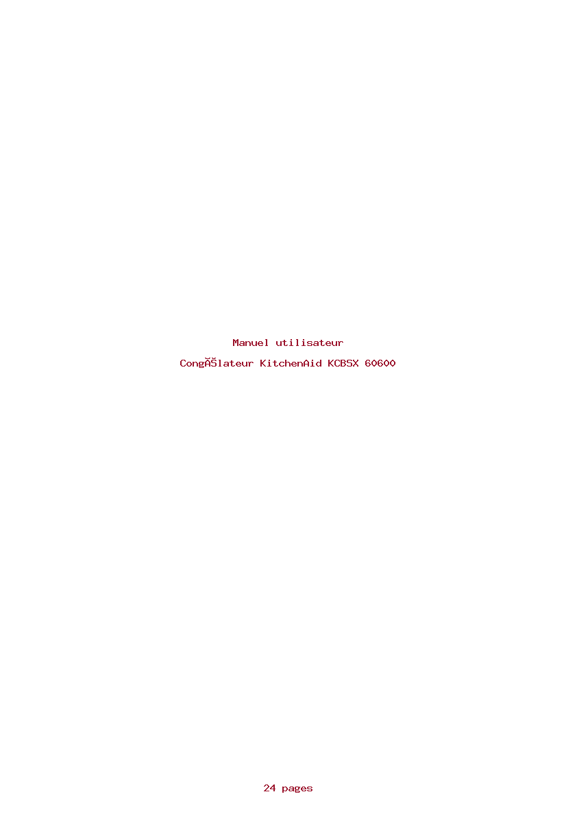 Page 1 de la notice Manuel utilisateur KitchenAid KCBSX 60600