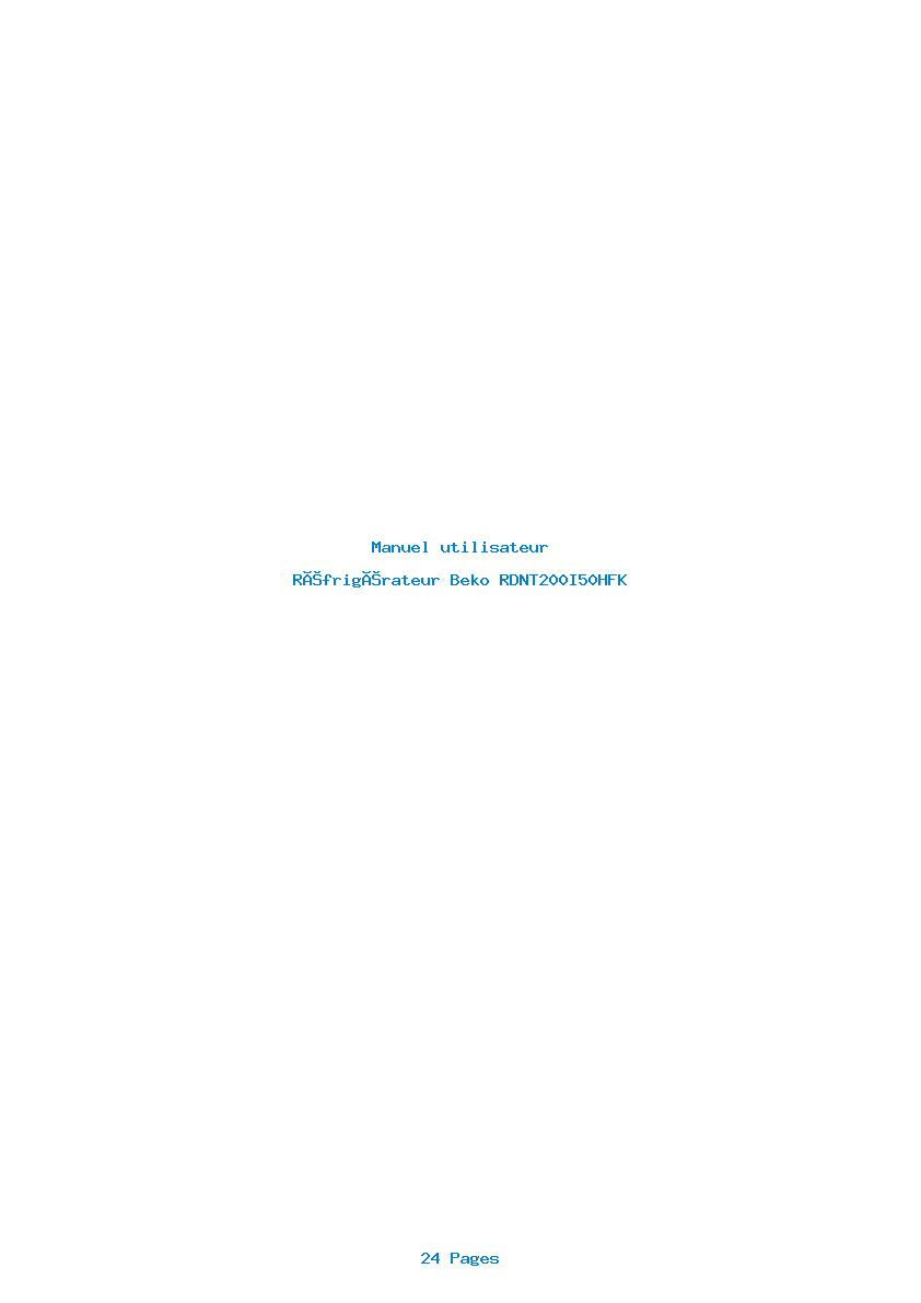 Page 1 de la notice Manuel utilisateur Beko RDNT200I50HFK
