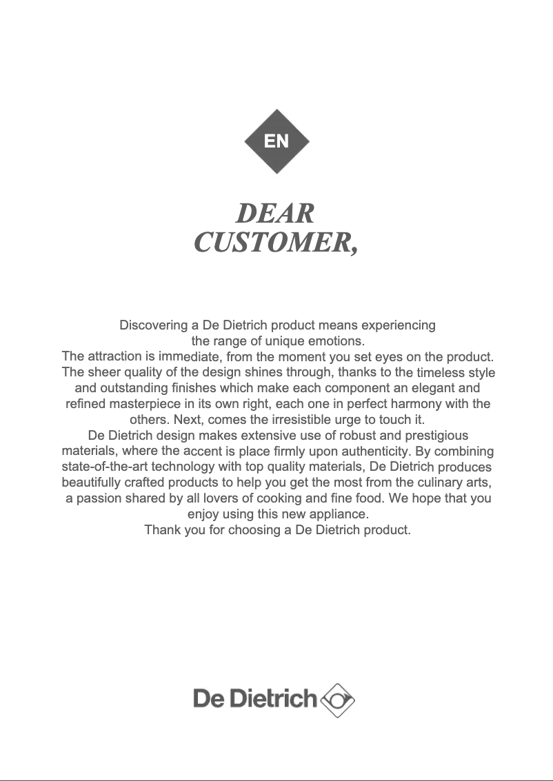 Page 1 de la notice Manuel utilisateur De Dietrich DOP7340X