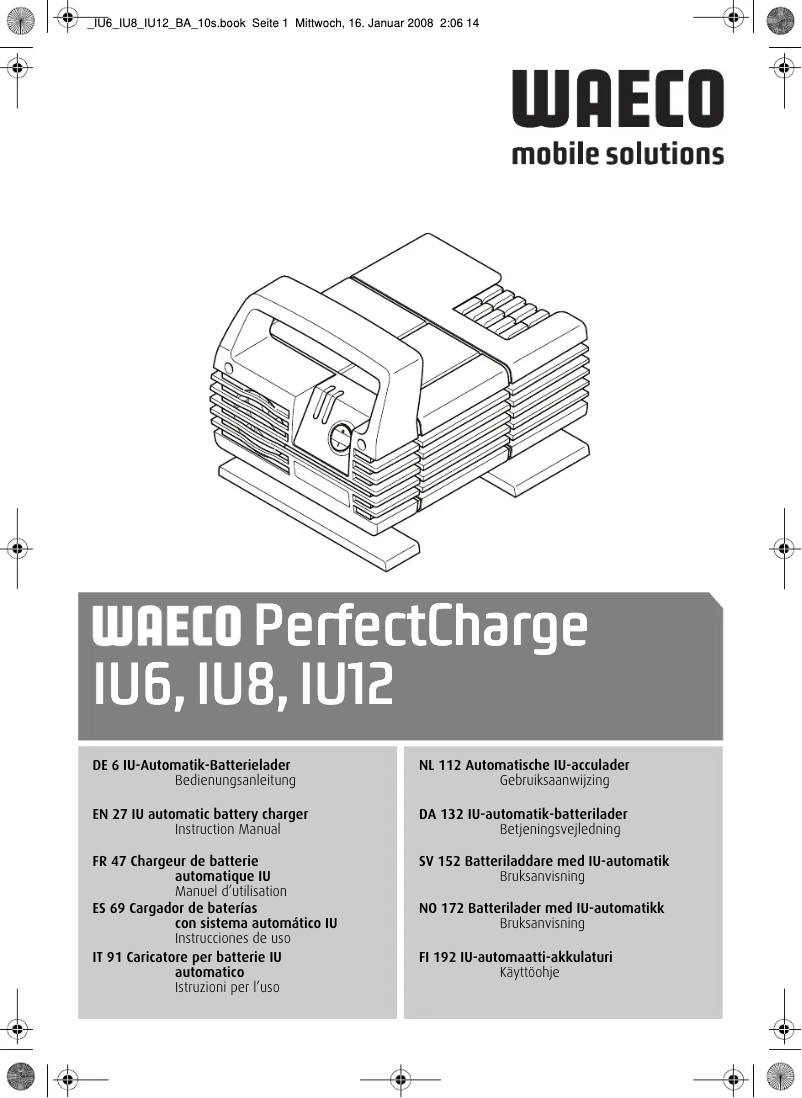 Page 1 de la notice Manuel utilisateur Waeco PerfectCharge IU6