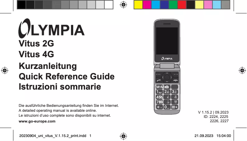 Page 1 de la notice Manuel utilisateur Olympia Vitus 4G